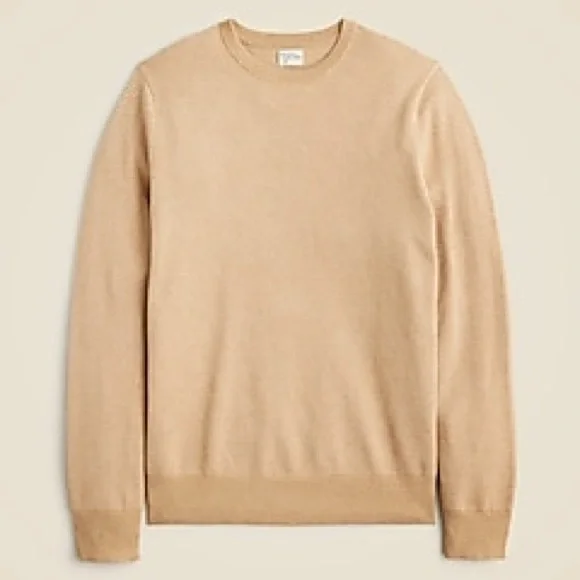 NWT Men’s J Crew Cotton piqué-stitch crewneck sweater, Size Medium, Camel